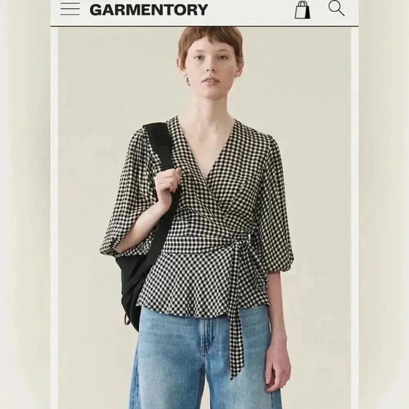 Ganni Wrap Cotton Blouse - Picture 5 of 6